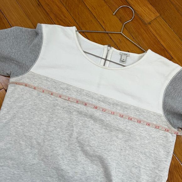 J. Crew Color Block Gray Cream White Back Zip Terry Cloth Sweater Size S - Picture 10 of 12